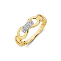 Gold Stainless Steel Link Ring with Diamonds - R848