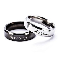 Stainless Steel Couple Rings His Queen Her King Lover Valentine's Day Present Best Gift True Love Ring