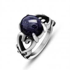 Stainless Steel Blueish Galaxy Stone Rings for Mens and Womens