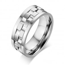 Stainless Steel Brick Gear Design Spinner Men's Wedding Rings Band