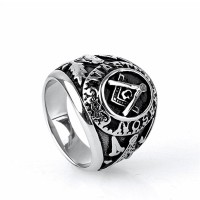 Mens Stainless Steel Domineering Vintage Freemason Masonic Rings