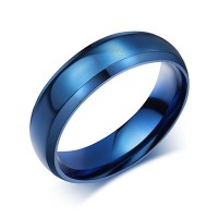 Mens Womens Blue Stainless Steel Plain Wedding Band Ring