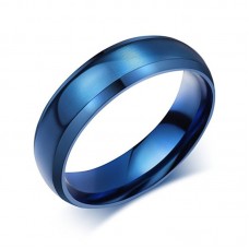 Mens Womens Blue Stainless Steel Plain Wedding Band Ring