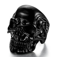 Stainless Steel Rings for Men Women Black Skull Head Rings