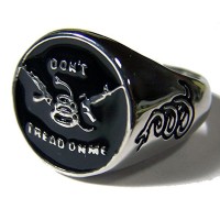 DON'T TREAD ON ME MACHINE GUNS & SNAKES Stainless steel BIKER RING