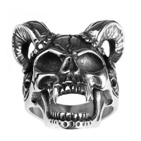 Men's Stainless Steel Vintage Skull Goat Horn Ring