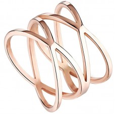 Womens 14MM Rose Gold Tone Stainless Steel Double "X" Criss Cross Infinity Ring