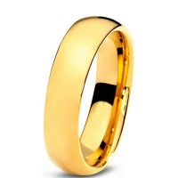 4MM Stainless Steel Yellow Gold Plated High Polished Comfort Fit Traditional Dome Wedding Ring 