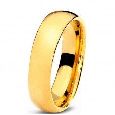 4MM Stainless Steel Yellow Gold Plated High Polished Comfort Fit Traditional Dome Wedding Ring 