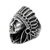  Mens Jewelry Stainless Steel Indian Chief Rings