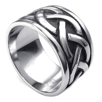  Mens Vintage Celtic Knot Stainless Steel Ring