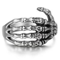 Stainless Steel Skull Hand Rings for Men Women 