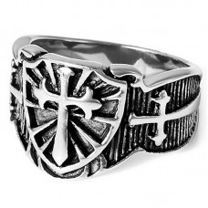  Men's Cross Sword Shield Stainless Steel Ring 