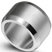 15mm Stainless Steel Matte Black Brushed Ring