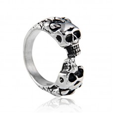 2017 Fashion african stainless steel ring with two skull for men black friday jewelry gifts