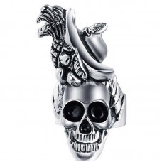 2017 Fashion Rock Roll Punk Skull Stainless Steel Rings For Black Friday