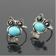 2017 New Product oem odm lovely silver color owl black friday aquamarine ring