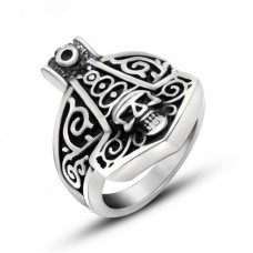 2017 unique oem stainless steel tribal filigree skull ring Thor Hammer skull rings for man