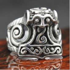 2017 Top Sales Mens 316L Stainless Steel black Thor Hammer ring